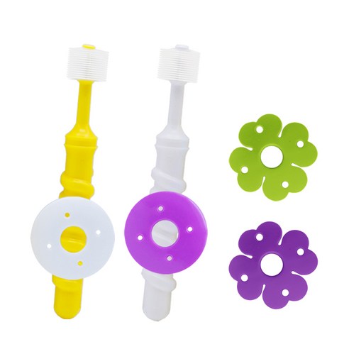 컨트리세이브 친환경 360도 베이비 단계 칫솔 + 프로텍터 + 홀더, 혼합색상, 2세트