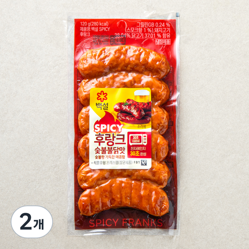 [로켓프레시] 백설 SPICY 후랑크 숯불불닭맛