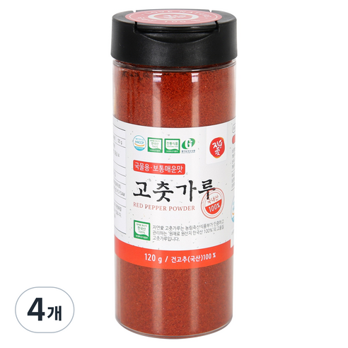 자연애고춧가루 국물용 고춧가루 PET, 4개, 120g