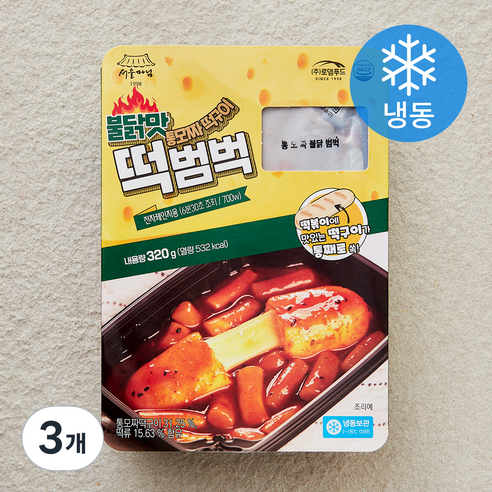 [로켓프레시] 서울마님 불닭맛 통모짜떡구이 떡범벅 (냉동), 320g, 3개