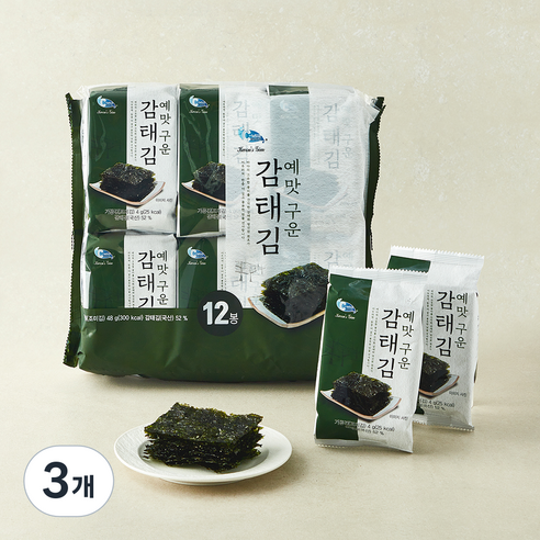 [로켓프레시] 예맛 구운 감태김, 4g, 3개, 12개입
