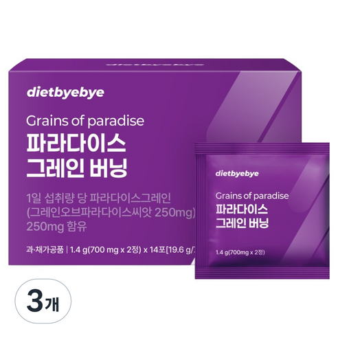 다이어트바이바이 파라다이스 그레인 버닝 14p, 19.6g, 3개
