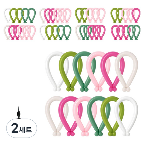피앤비유니티 요술풍선 50p + 펌프 세트, 스탠다드 그레이티 혼합6색, 2세트