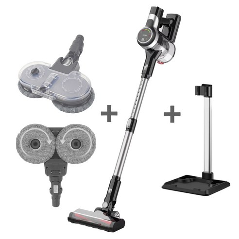 웰스톰 무선청소기 BLDC 진공청소기+물걸레+거치대 VC310, 다크블랙