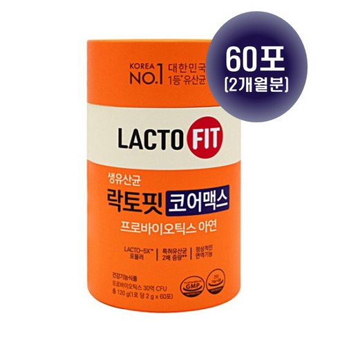 LACTO-FIT 9속 유산균 함유 락토핏 생유산균 코어맥스 신바이오틱스 포뮬러 유산균 대사산물(포스트바이오틱스,부원료), 120g, 1박스