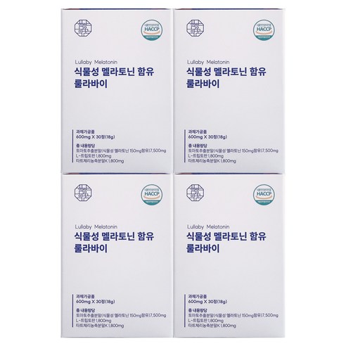 함량의꿈 식물성 멜라토닌 5mg 룰라바이 600mg x 30정 4개