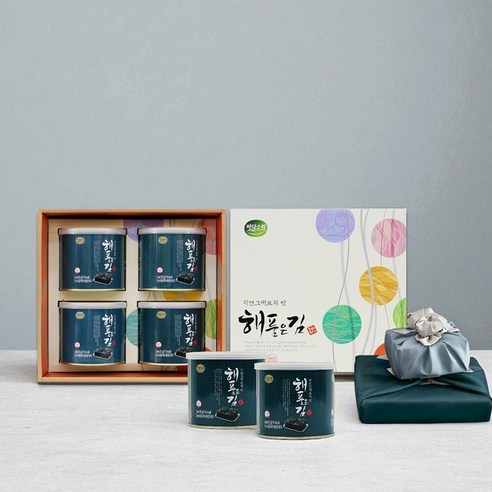 바다소리 올리브로 구운 초사리 곱창돌김 해품은김축복세트( 4캔) 답례품 캔김, 10개