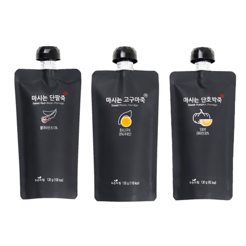 두손푸드 마시는죽 130g 15팩 30팩 단호박죽 단팥죽 고구마죽 아침대용 간편식, 15세트, 130g