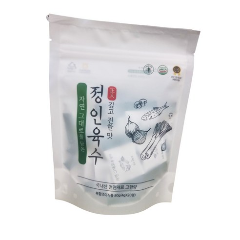 깊고 진한 맛 정인육수 240g (4g X 20정 X 3통) , 진한 동전육수 , 4g 한알씩 개별포장, 해물육수,  육수 국내제조 haccp 인증업체 경기도 이천제조 정인바이오