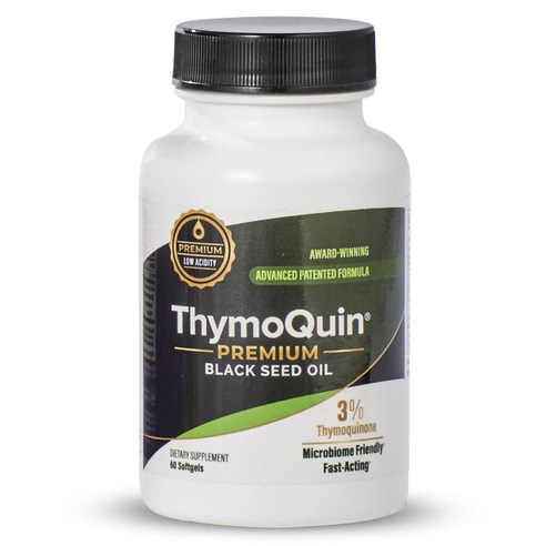 ThymoQuin 콜드 프레스 블랙 시드 오일 캡슐 | USP 등급, 3% 티모퀴논 함유 강력한 풀 스펙트럼 포뮬러 일상 건강 및 활력을 위한 GMO 프리 커민 씨앗 500mg