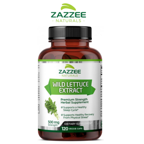 Zazzee 락투신 야생 상추 추출물 120캡슐 락투카리움 상추진액 흑하랑