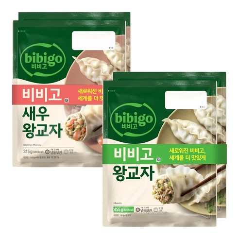 CJ 비비고 왕교자 455g X 2봉 + 새우왕교자 315g X 2봉, 1세트, 1.54kg