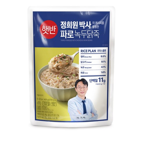 햇반 라이스플랜 파로 녹두닭죽, 12개, 420g