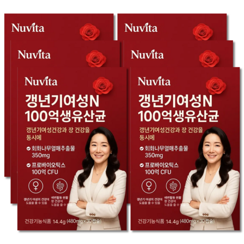 [옵션확인] 비에날퀸 갱년기 유산균 다이어트 bnr17 식약청인증 / 소포리코사이드 중년 갱년기 100억 유산균, 6개, 30정