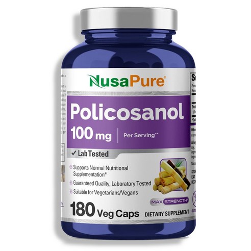 누사퓨어 폴리코사놀 1회 100mg 180식물캡슐 (글루텐프리 GMO무첨가)