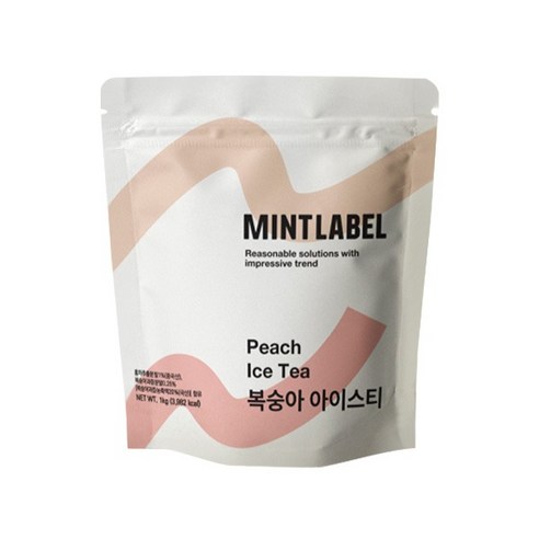 민트라벨 복숭아 아이스티 파우더 | 달콤 상큼한 피치 아이스티 원액 대용 | 대용량 음료 가루, 5개, 1kg