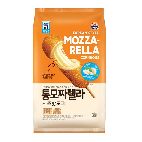 사조 대림선 통모짜렐라치즈핫도그400g(80gx5개입) 통모짜 에어프라이어 핫도그(냉동)
