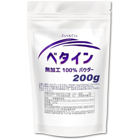 JAYCO. 텐사 유래 베타인 100% 원분 BETAINE TMG 트리메틸글리신 (200g)