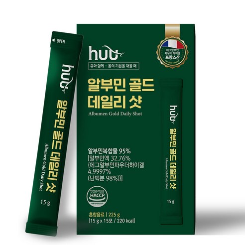 휴 알부민 골드 데일리샷 마시는 알부민 햅썹 인증 난백 알부민, 15개, 15g