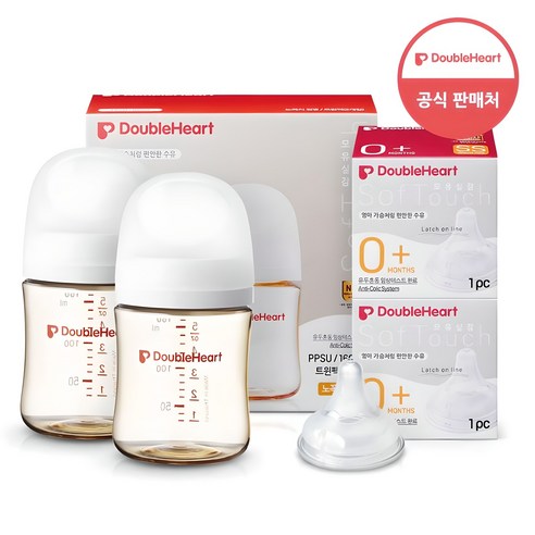 더블하트 모유실감 3세대 PPSU 베이직 트윈팩 160ml+젖꼭지(2입), 3세대 SS, 화이트