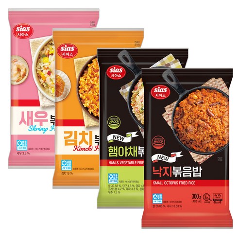 시아스 볶음밥 4종 세트(새우3+김치3+햄야채3+낙지3)g)