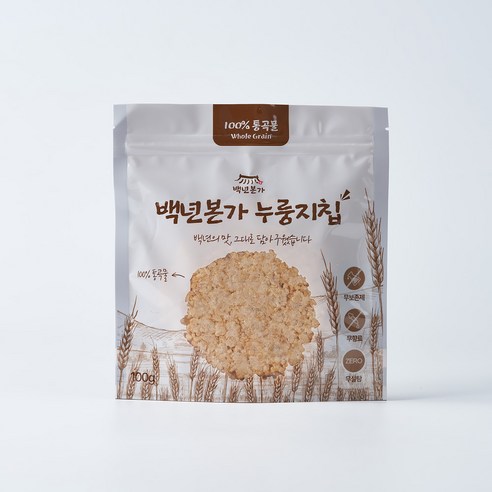 백년본가 국내산 1mm 햇쌀 건강간식 현미 귀리 누룽지칩, 100g, 6개