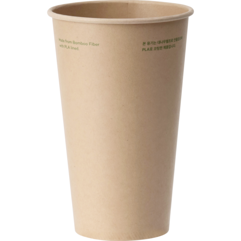아이스 전용 양면 코팅 PLA 대나무 종이컵 16oz 490mL 컵, 50개, 1개