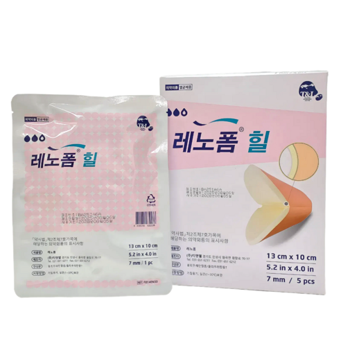 레노폼힐 뒤꿈치 관절 밴드 반깁스 욕창 당뇨발 패드 친수성 폼드레싱, 5개, 1개입