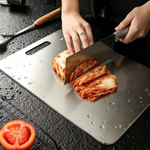 CookNest 304 스텐 스테인레스 칼집 안나는 도마, 은색, 1개