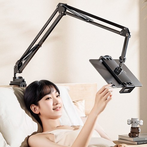 뷰씨 침대 태블릿 핸드폰 아이패드 흔들림 없는 고정형 자바라 거치대