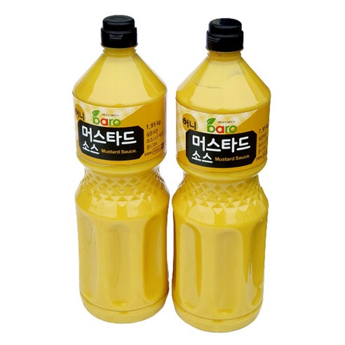 바로소스 허니머스타드소스 1.95kg (2병) 달콤 튀김 드레싱 닭강정 꼬지 샐러드, 2개, 1.95kg