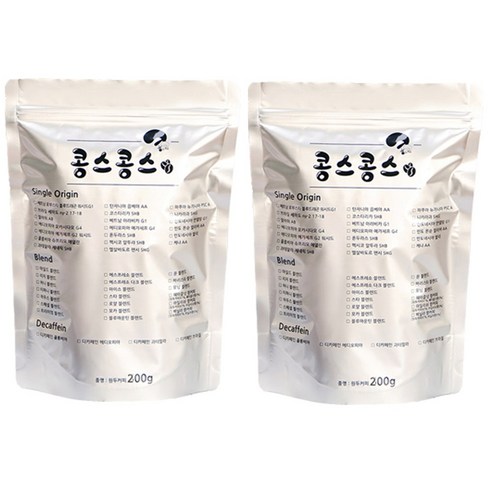 무료배송 콩스콩스 원두커피 콜롬비아 슈프리모 후일라, 모카포트, 200g, 2개