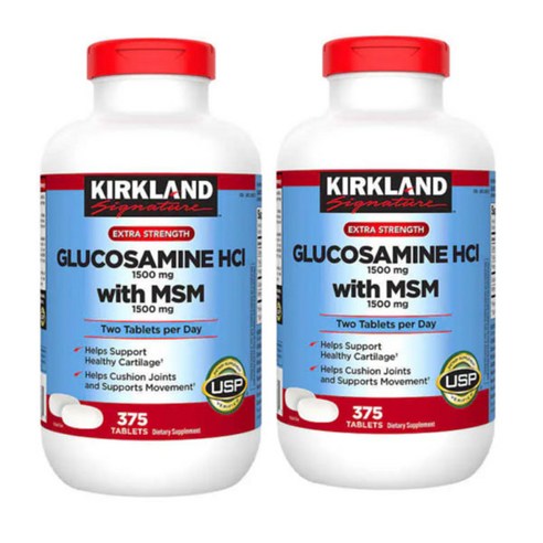 Kirkland Signature Glucosamine with MSM, 375 Tablets (2 Pack) MSM 함유 커클랜드 시그니처 글루코사민, 375정(2팩), 2개, 375정