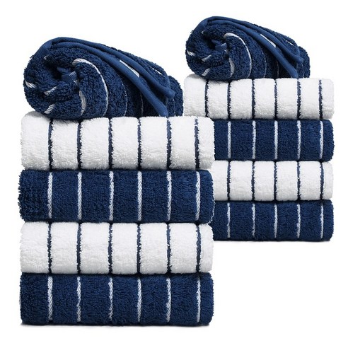 타월톡톡 국내공정 세면타올 시크라인컬러믹스 190g 코마사 고급호텔수건, NAVY MIX, 10개