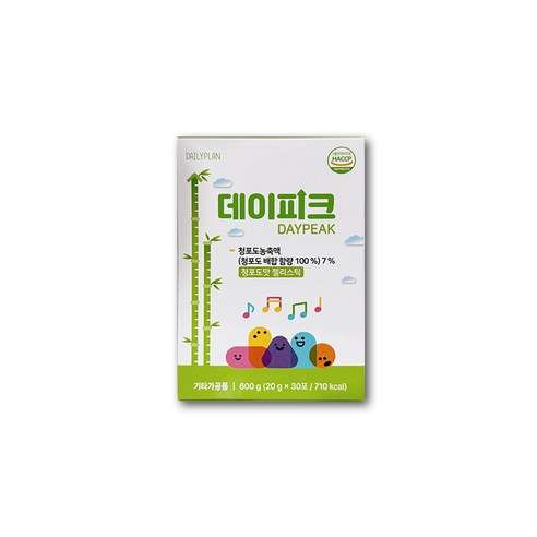 데일리플랜 데이피크 청포도맛 젤리스틱 대나무수액 레몬밤 토마토 생강 추출분말 아이 성장 영양제 20g X 30포
