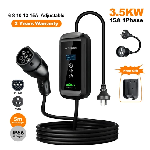 굿셀 AUNZ 3.5KW 15A 휴대용 전기차 충전기 Type2 IEC62196-2 EVSE 충전 박스 전기차 충전기 CEE 플러그 5M