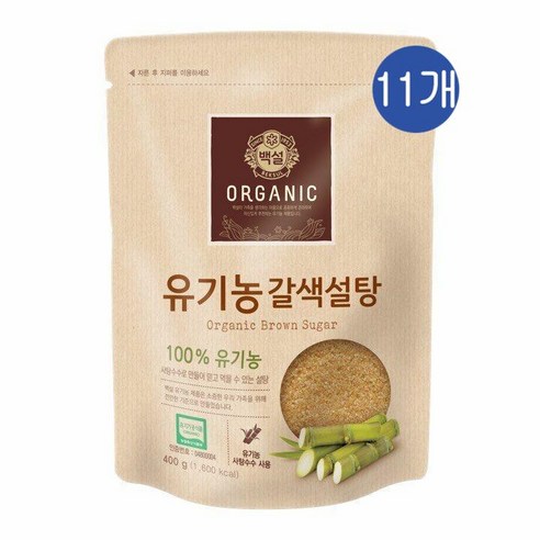 CJ 백설 유기농 갈색설탕, 400g, 11개