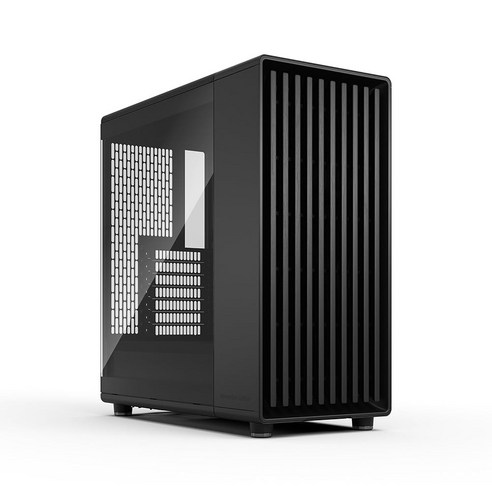 프랙탈 디자인 노스 모멘텀 블랙 - 유리 측면 패널 블랙닝 오크 우드 전면 고풍량 PC 게임 케이스