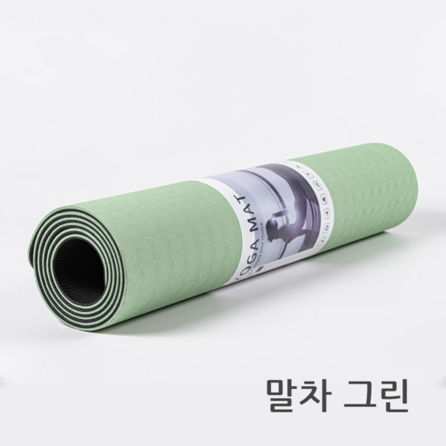 Hommy Nest TPE 요가매트 필라테스매트 와이드 홈트용 안밀리는 방음 충격방지 친환경 냄새없는 6MM HN-YGMTPE11A, 1개, 말차 그린 센터라인