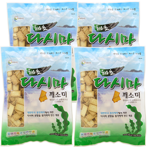 [해초마루] 다시마 깨소미 4개묶음할인 (건강 간식 다식 커피 우유 건빵)