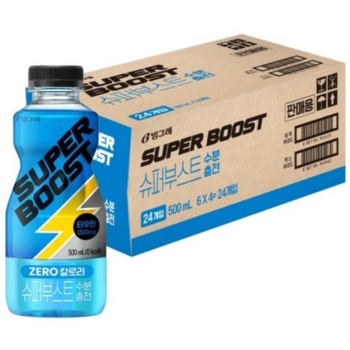 빙그레 슈퍼부스트 수분충전 에너지음료, 500ml, 24개