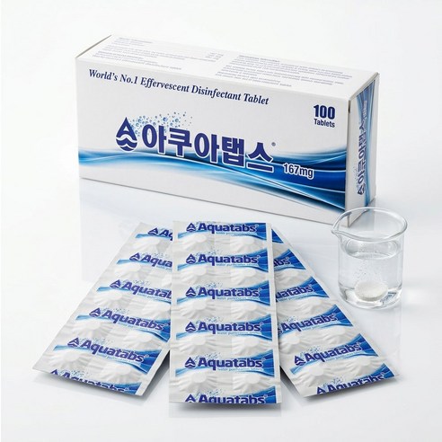 아쿠아탭스 167mg 정수기 저수조 식기 살균 소독 세척제 100정, 1박스