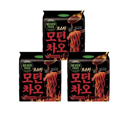 풀무원 로스팅 모던차오 칠리볶음면 4인분 442.4g 3개
