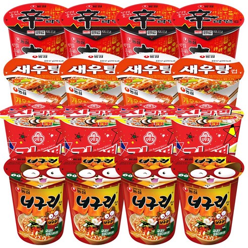 [간식팩토리] 신라면4+진라면4+새우탕4+얼큰한너구리4 소컵 총 16입