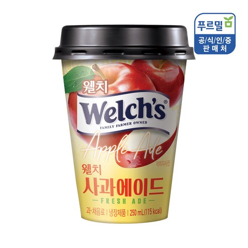 푸르밀 웰치사과에이드 250mLx20컵/100％과즙/무배
