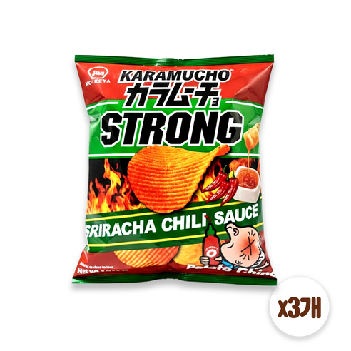 코이케야 카라무쵸 스트롱 스리라차 칠리소스 감자칩 일본 매운맛 과자, 54g, 3개