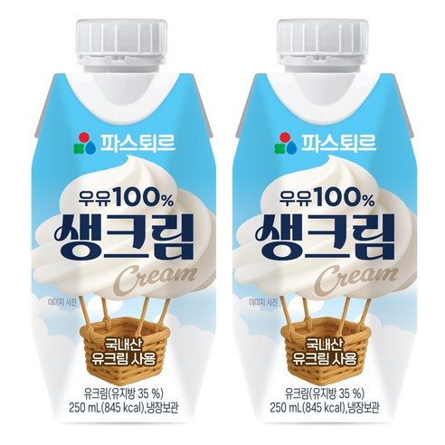 파스퇴르 우유 생크림, 3개, 250ml