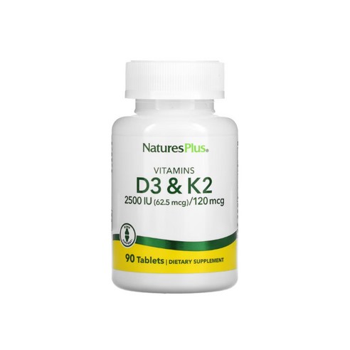 NaturesPlus, 비타민D3 & K2 / 뼈 관절 면역 항산화 심혈관 건강
