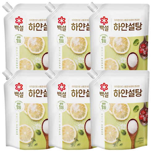 백설 하얀설탕, 400g, 6개
