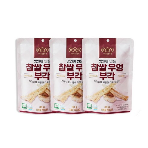 [오희숙전통부각] 찹쌀우엉부각30g X 3봉, 3개, 30g